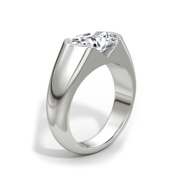 Just Brilliant Statement Signet Ring — Oval — 18K White Gold — upright view