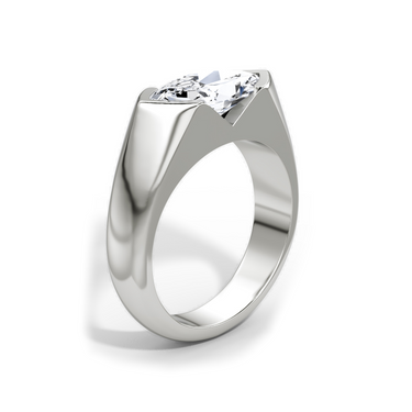 Just Brilliant Statement Signet Ring — Marquise — 18K White Gold — upright view